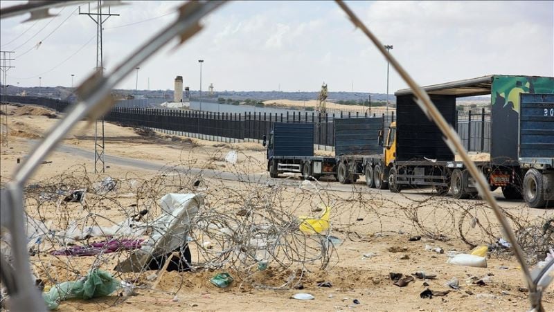 trucks are visible at the rafah crossing photo anadolu