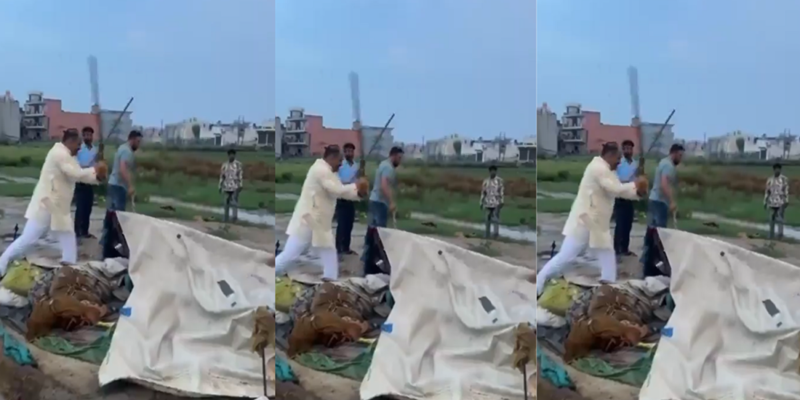 a hindutva group worker attacking muslim houses in ghaziabad india photo x samiullahkhan