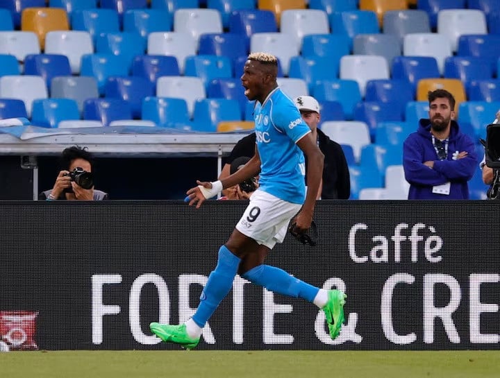 napoli s victor osimhen celebrates scoring their second goal stadio diego armando maradona naples italy   april 28 2024 photo reuters