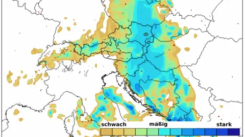 GeoSphere Austria The GeoSphere Austria weather map on Friday showed a large band of rain across Central Europe