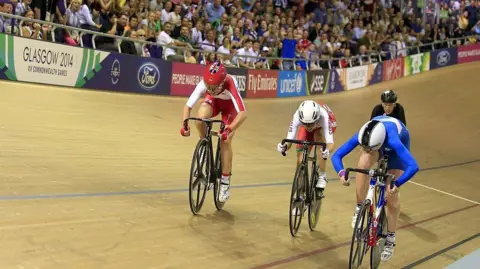 Getty Images Three cyclists competing in the 2014 Commonwealth Games 