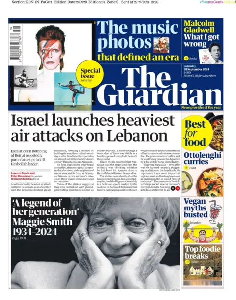 The Guardian front page 28 September 