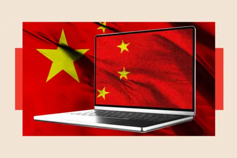 Getty Images The Chinese flag on a laptop screen