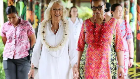 Reuters Britain's Queen Camilla and Commonwealth Secretary-General, Baroness Scotland of Asthal attend the CHOGM Women's Forum Side Event