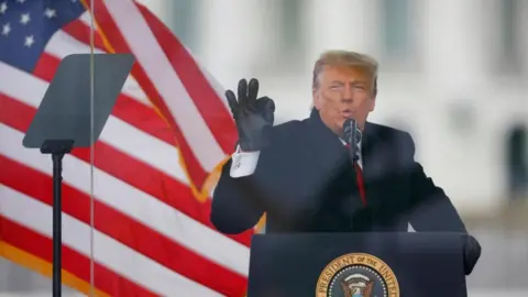 Reuters File image of Donald Trump addressing supporters in Washington on 6 January 2021