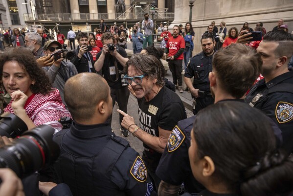 Police arrested more than 200 pro-Palestinian demonstrators who had staged a sit-in outside the New York Stock Exchange on Monday to demand an end to US support for Israel