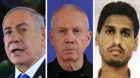 EPA / Reuters / Supplied Composite picture of Benjamin Netanyahu and Yoav Gallant and Mohammed Deif