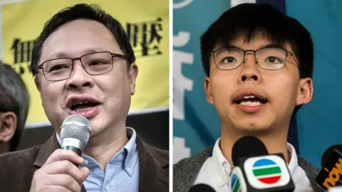 Getty Images Pro-democracy leaders Joshua Wong (left) and Benny Tai (right) were among those sentenced for subversion on Tuesday