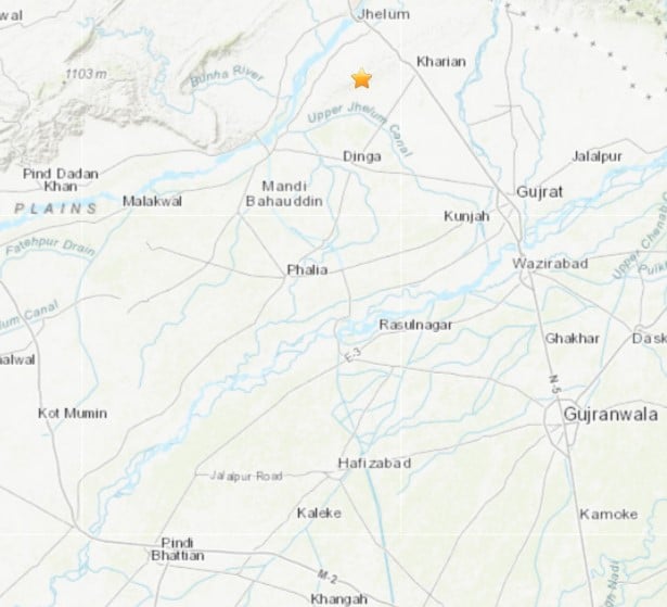 Epicentre of the earthquake. — USGS website