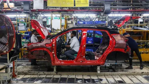 Getty Images The production line at the Renault Nissan Automotive India Pvt. manufacturing plant in Chennai, India, on Wednesday, March 27, 2024.