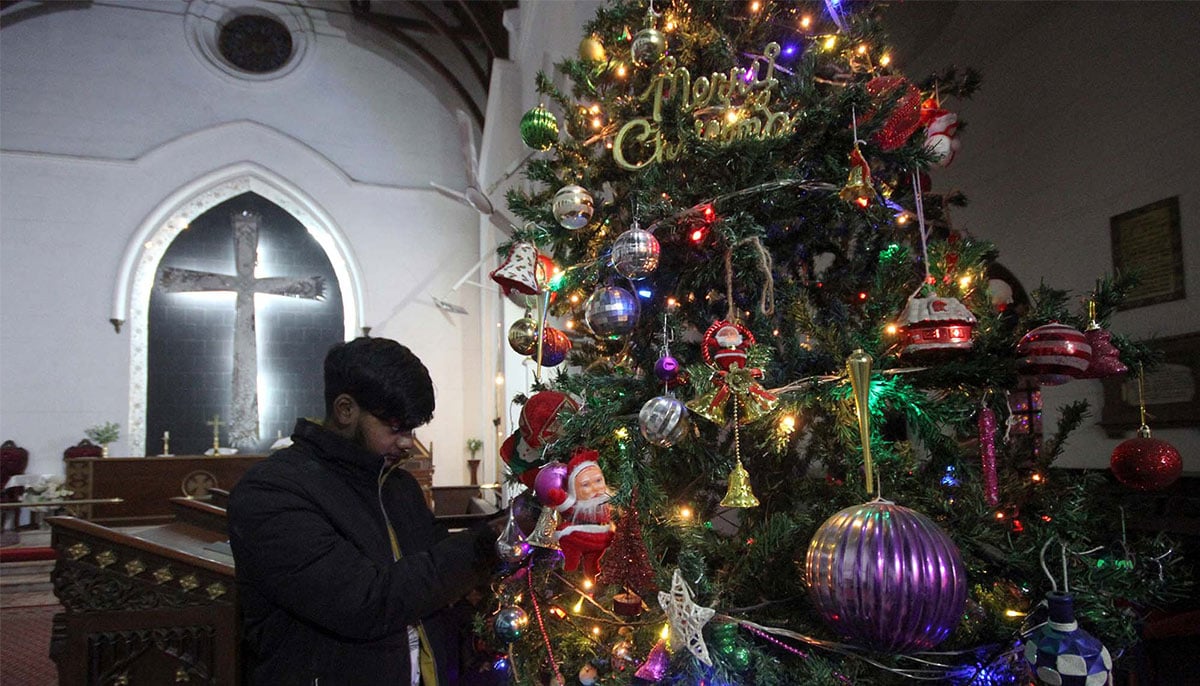 Christian people busy in preparations for Christmas celebration at St. Johns Cathedral Church in Peshawar on December 20, 2024. — PPI