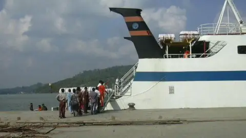 Our boat - Ramanujam - docked at a jetty in Chatham harbour when we returned to Port Blair