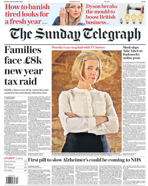 "Families face £8k new year tax raid" headlines the Telegraph