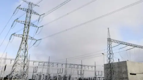 Getty Images Pylon and wires at Estlink 2 transformer station in Porvoo, Finland