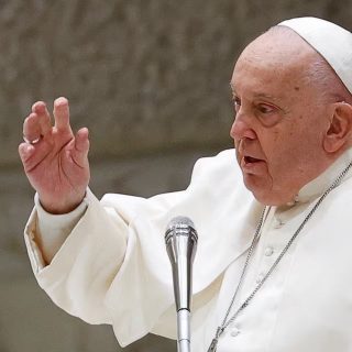 pope francis delivers a christmas message to vatican workers in paul vi hall at the vatican december 21 2024 photo reuters