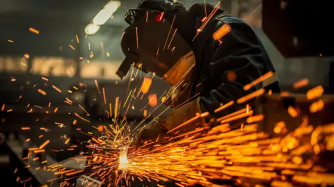 Getty Images Metal worker using a grinder and sending up a shower of sparks