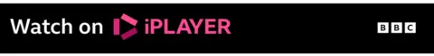 Graphic with white and pink lettering saying: "Watch on iPlayer"  