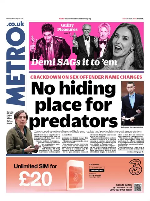 Metro front page