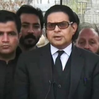 pakistan tehreek e insaf secretary general salman akram raja speaks to journalists outside adiala jail in rawalpindi on february 25 2025 screengrab