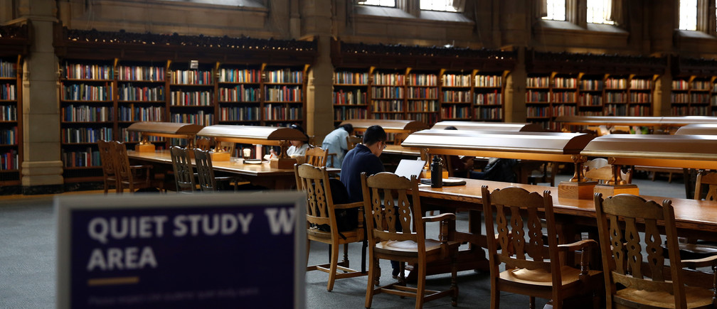 a reuters file image of students studying at a university library