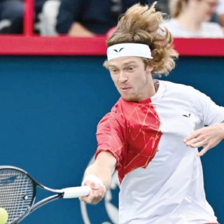 andrey rublev celebrates victory over matteo arnaldi of italy to reach the atp montreal masters final photo afp