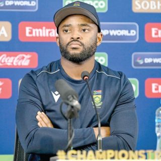 south african captain temba bavuma speaks during a press conference on the eve of their icc champions trophy match against australia at the rawalpindi cricket stadium on monday photo afp