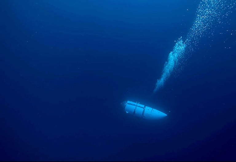 oceangate which operated the titan sub pictured here during an undated descent before it imploded last month said it is suspending all expeditions photo afp