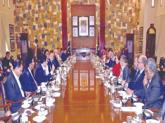 world bank executive directors and sindh government officials and ministers discuss sindh people s housing for flood affected photo express