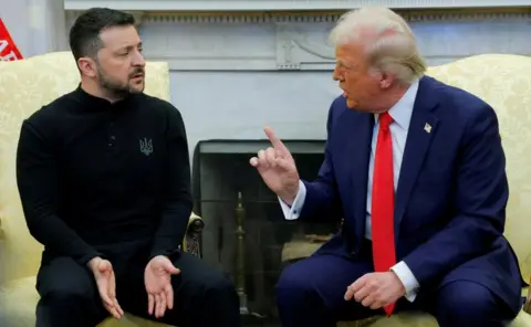 Reuters Volodymyr Zelenskiy and Donald Trump in a heated exchange at the Oval Office on 28 February 2024