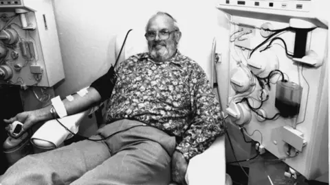 Getty Images Harrison at his 537th blood donation in December 1992