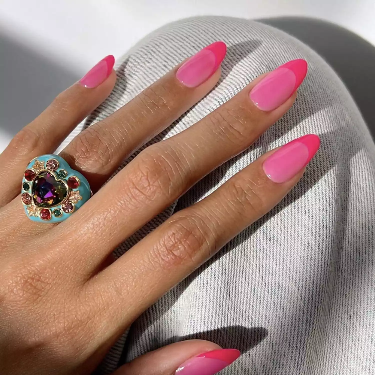 hot pink french mani