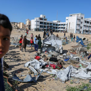 palestinians inspect the site of an israeli strike on a tent housing displaced people in khan younis in the southern gaza strip march 19 photo reuters