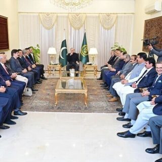 a delegation of the pakistan people s party led by chairman bilawal bhutto zardari calls on prime minister shehbaz sharif in islamabad on march 10 2025 courtesy pid