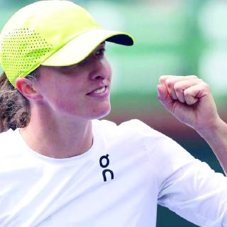 fast work defending champion iga swiatek on the way to a fourth round victory over czech karolina muchova at indian wells photo afp