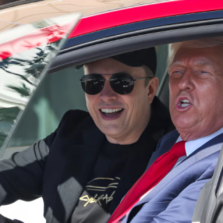 photo us president donald trump and tesla ceo elon musk sit in a tesla car model s in front of the white house in washington dc us reuters