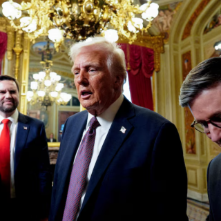 newly sworn in president donald trump speaks with house speaker mike johnson r la following a signing ceremony in the president s room following the 60th inaugural ceremony on january 20 2025 at the us capitol in washington dc photo reuters